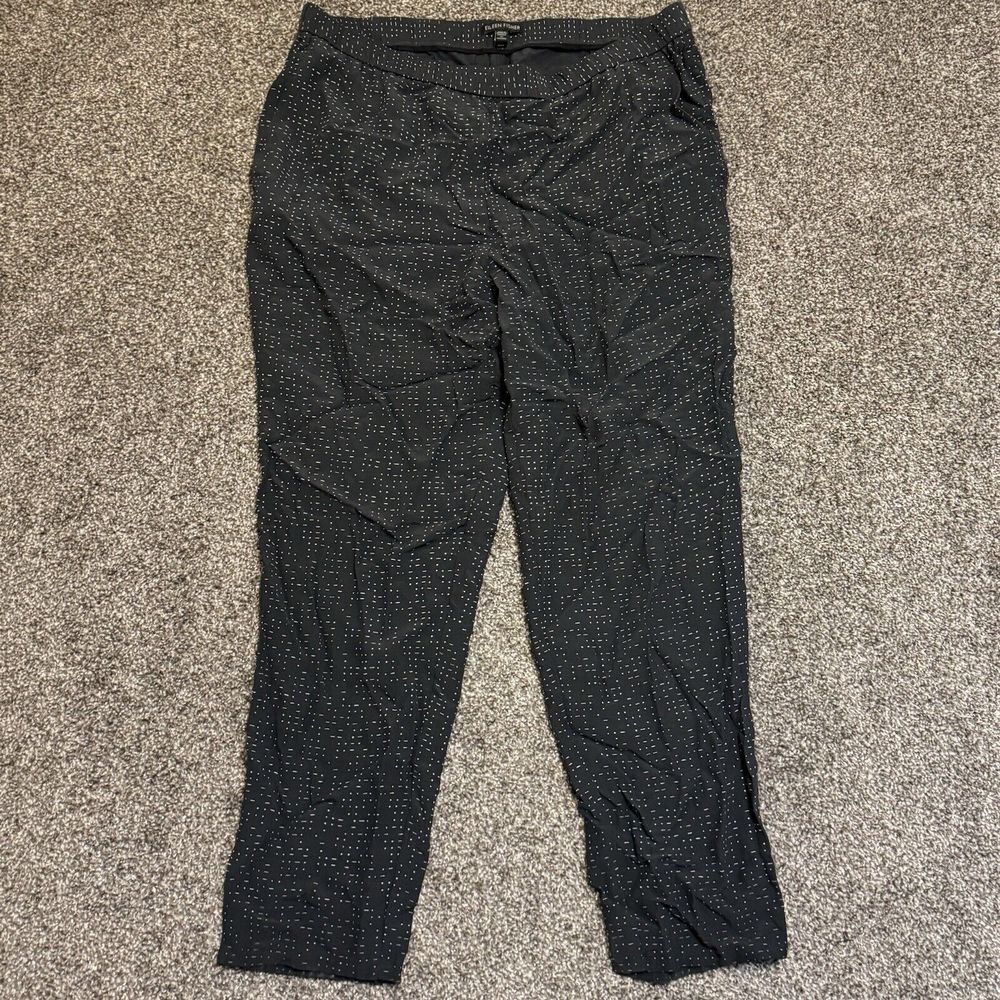 Eileen Fisher Pants Size M Womens Gray Dot Print Tencel Viscose Pull On Tapered‎
